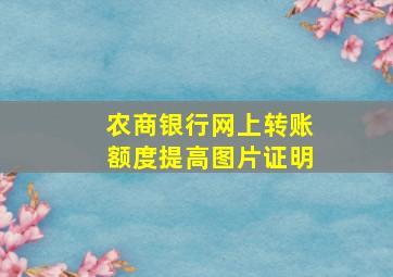 农商银行网上转账额度提高图片证明