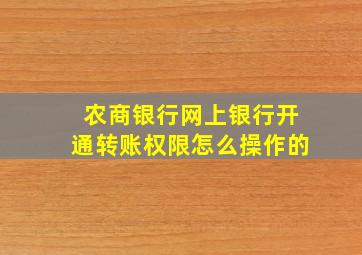 农商银行网上银行开通转账权限怎么操作的