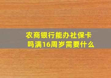 农商银行能办社保卡吗满16周岁需要什么