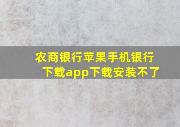 农商银行苹果手机银行下载app下载安装不了