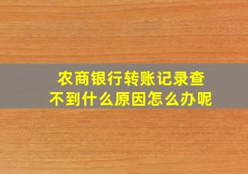 农商银行转账记录查不到什么原因怎么办呢