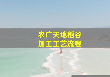 农广天地稻谷加工工艺流程