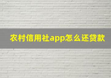 农村信用社app怎么还贷款