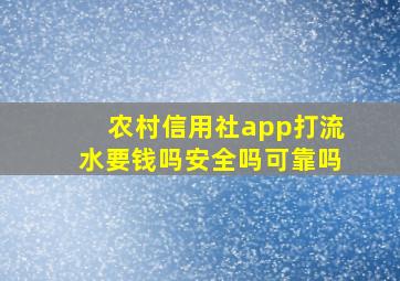 农村信用社app打流水要钱吗安全吗可靠吗