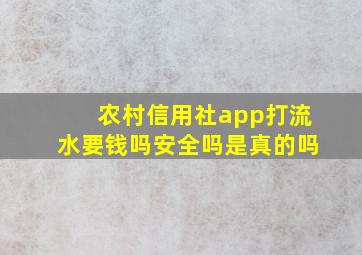 农村信用社app打流水要钱吗安全吗是真的吗