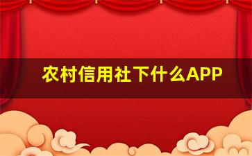 农村信用社下什么APP