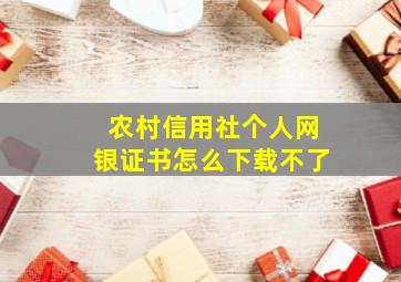 农村信用社个人网银证书怎么下载不了