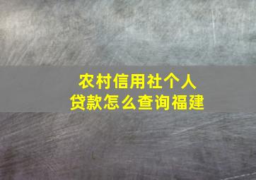 农村信用社个人贷款怎么查询福建