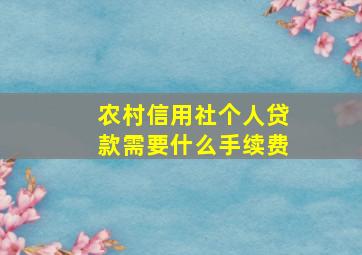 农村信用社个人贷款需要什么手续费