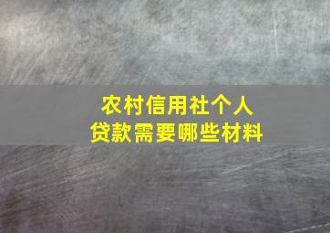 农村信用社个人贷款需要哪些材料