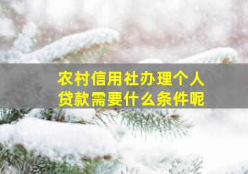 农村信用社办理个人贷款需要什么条件呢