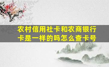 农村信用社卡和农商银行卡是一样的吗怎么查卡号