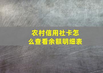 农村信用社卡怎么查看余额明细表