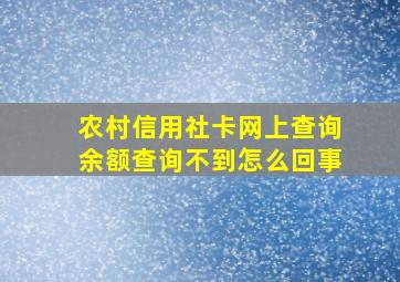 农村信用社卡网上查询余额查询不到怎么回事