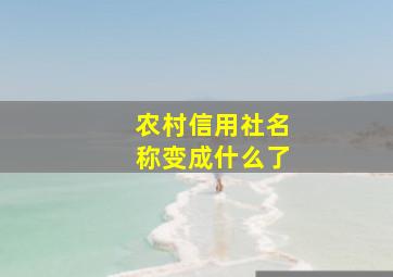 农村信用社名称变成什么了