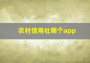 农村信用社哪个app