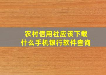 农村信用社应该下载什么手机银行软件查询