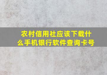 农村信用社应该下载什么手机银行软件查询卡号