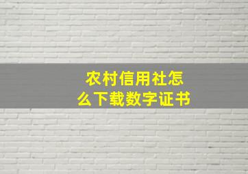 农村信用社怎么下载数字证书