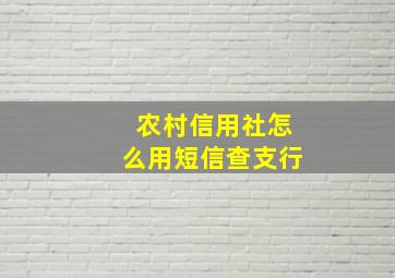 农村信用社怎么用短信查支行