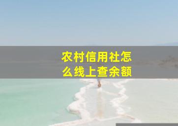 农村信用社怎么线上查余额