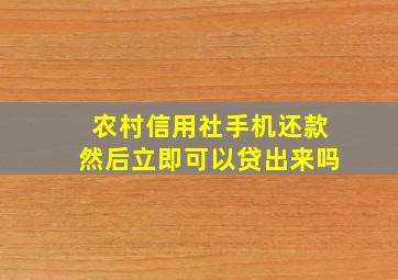 农村信用社手机还款然后立即可以贷出来吗