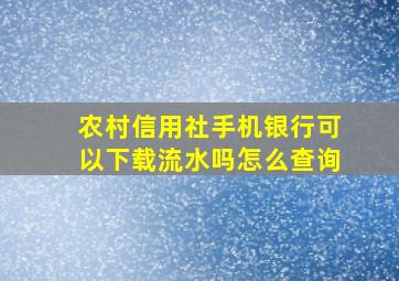 农村信用社手机银行可以下载流水吗怎么查询