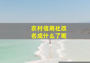 农村信用社改名成什么了呢