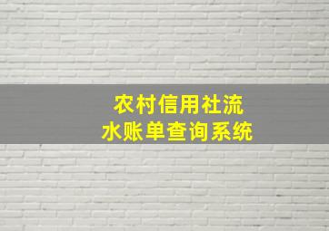 农村信用社流水账单查询系统