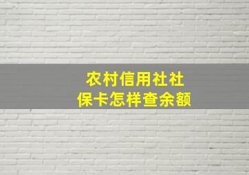 农村信用社社保卡怎样查余额