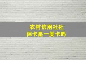 农村信用社社保卡是一类卡吗