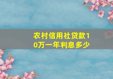 农村信用社贷款10万一年利息多少