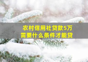 农村信用社贷款5万需要什么条件才能贷