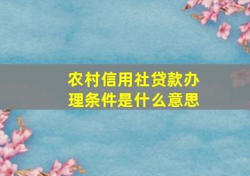 农村信用社贷款办理条件是什么意思