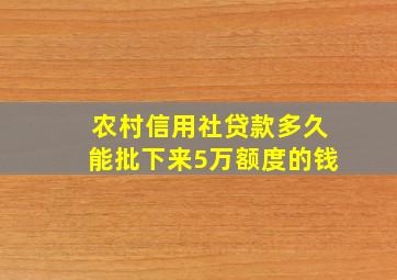 农村信用社贷款多久能批下来5万额度的钱