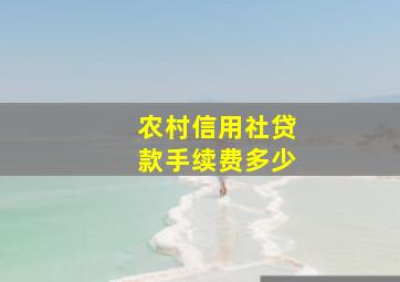 农村信用社贷款手续费多少