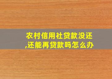 农村信用社贷款没还,还能再贷款吗怎么办