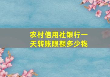 农村信用社银行一天转账限额多少钱