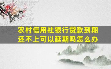 农村信用社银行贷款到期还不上可以延期吗怎么办