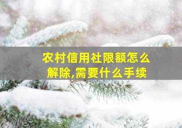 农村信用社限额怎么解除,需要什么手续