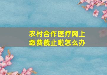 农村合作医疗网上缴费截止啦怎么办