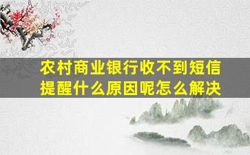 农村商业银行收不到短信提醒什么原因呢怎么解决