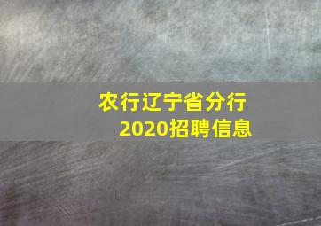 农行辽宁省分行2020招聘信息