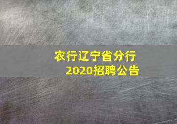 农行辽宁省分行2020招聘公告