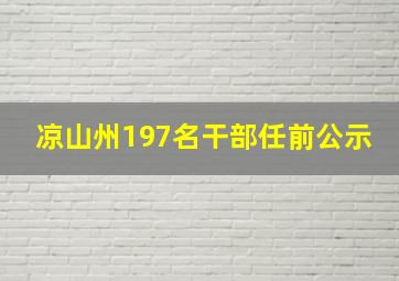 凉山州197名干部任前公示