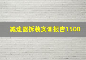 减速器拆装实训报告1500