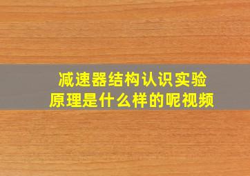 减速器结构认识实验原理是什么样的呢视频