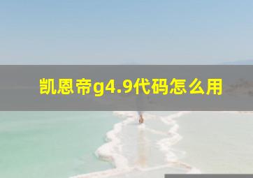 凯恩帝g4.9代码怎么用