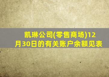 凯琳公司(零售商场)12月30日的有关账户余额见表