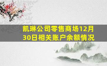 凯琳公司零售商场12月30日相关账户余额情况